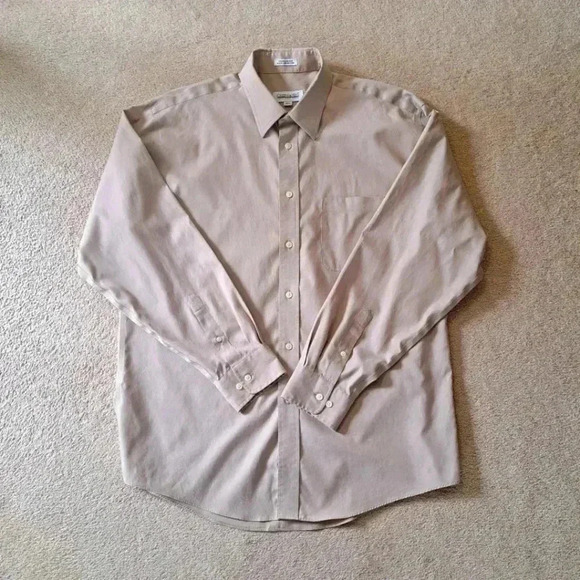 Joseph & Feiss Mens Dress Shirt Tan Beige 16.5 34/35 Long Sleeve Button Up Shirt - Picture 7 of 8